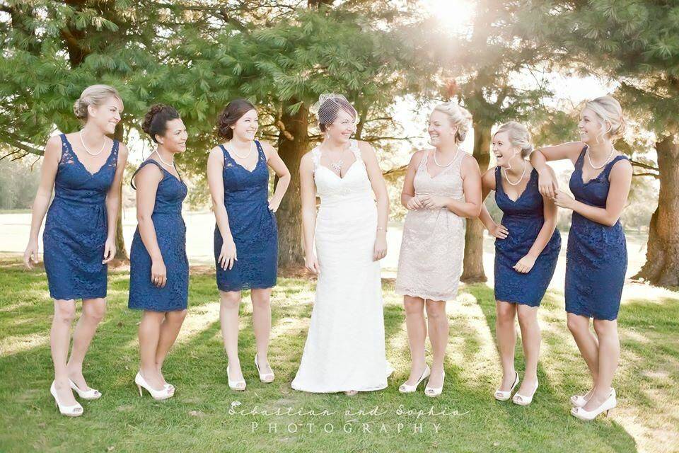 The bride with her bridesmaids