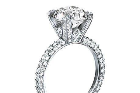 Michael B Three Sided Petite Princess Ring with Diamond Prongs