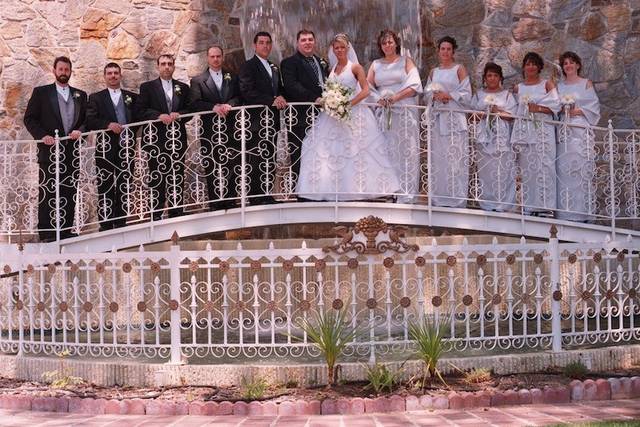 The waterfall bridge in the Ceremony Garden