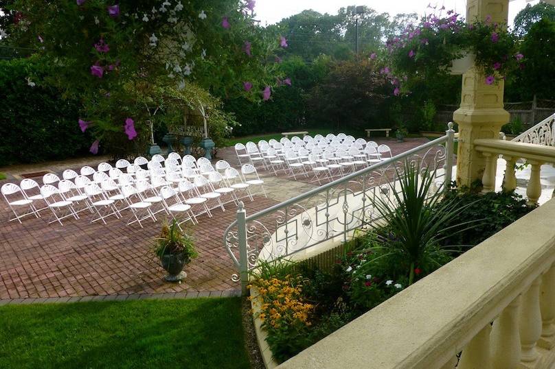 Chairs ready for guests in the Ceremony Garden