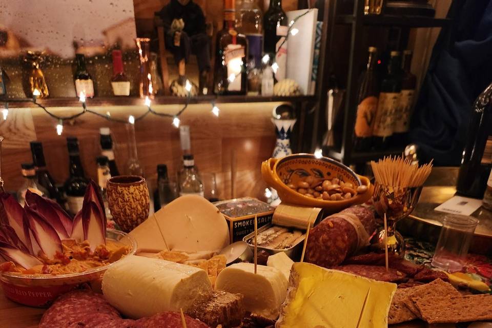 Charcuterie board setup