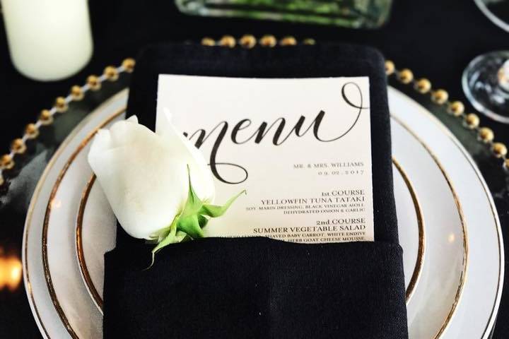 Table setting and wedding card