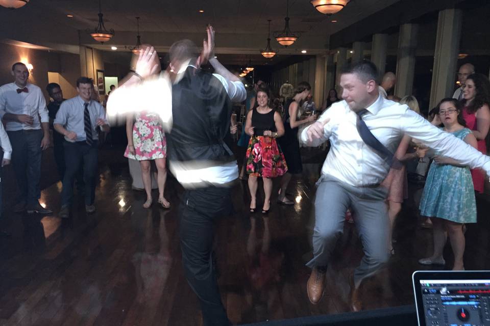 Groomsmen in motion