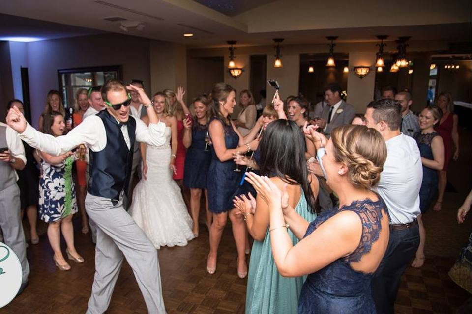 Wedding guests enjoy the music