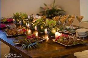 Candlelit food display