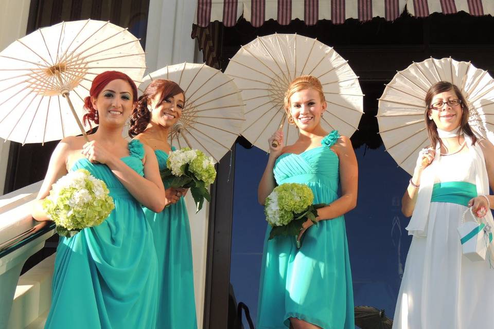 Bride and bridesmaids