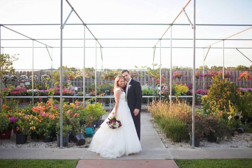 Couple photo by the plants