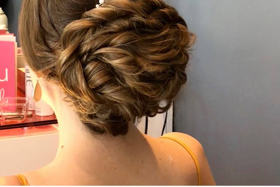 Bridal updo complete with accessories