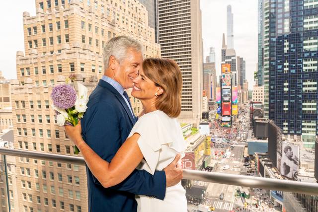 Couple on Bowtie Balcony