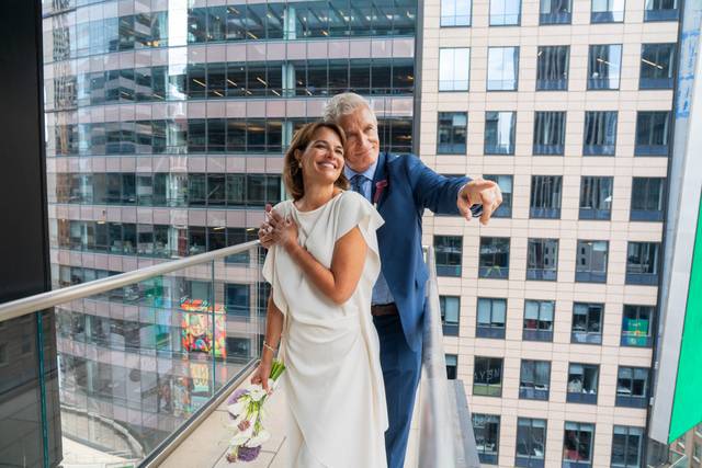Couple on Bowtie Balcony