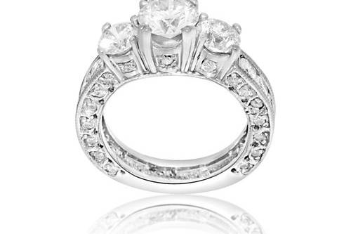18K White Gold 1.15ct. Diamond Engagement Ring Diamond Weight: Center .51ct  Color: H   Clarity:SI2Round Cut Center Diamond: 1.15 ctColor: GH Clarity: S12Total Larger Side Diamond Weight: 1.3 ct.Total Smaller Side Diamond Weight: 1.09 ct.Total Weight: 8.6 g Size: 6SKU: 11000930This classic white gold diamond engagement ring is elegantly hand crafted to perfection.  Need something customized? Have a question about this ring?  Give us a call at 732-819-8090.product link:http://shinjewelers.com/18k-white-gold-1-15ct-diamond-engagement-ring-11000930/
