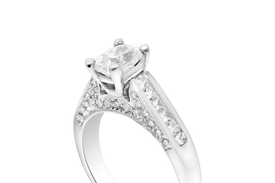18k White Gold Emerald Cut 1.01ct Diamond Engagement RingEmerald Cut Diamond Weight: 1.01 ct. Color : HI Clarity SI1Princess Cut Side Diamond Weight: 0.45 ctRound Cut Side diamond Weight: 0.34ctGold Weight: 5.1 g Size :6.75SKU:11002792This elegant diamond ring is the one you need for your beautiful bride.Product Link: http://shinjewelers.com/18k-white-gold-emerald-cut-1-01ct-diamond-engagement-ring/