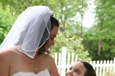 Bride and flower girl