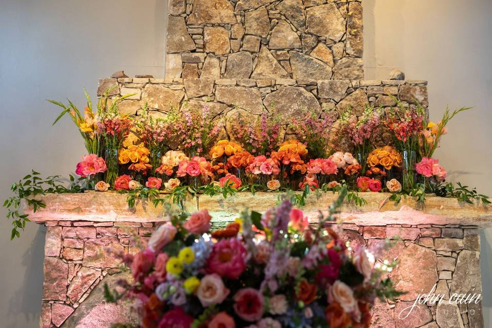 Fireplace flowers
