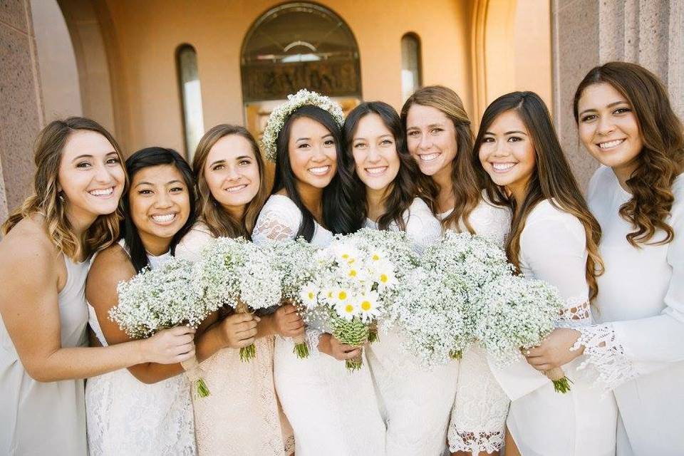 The bride with her bridesmaids