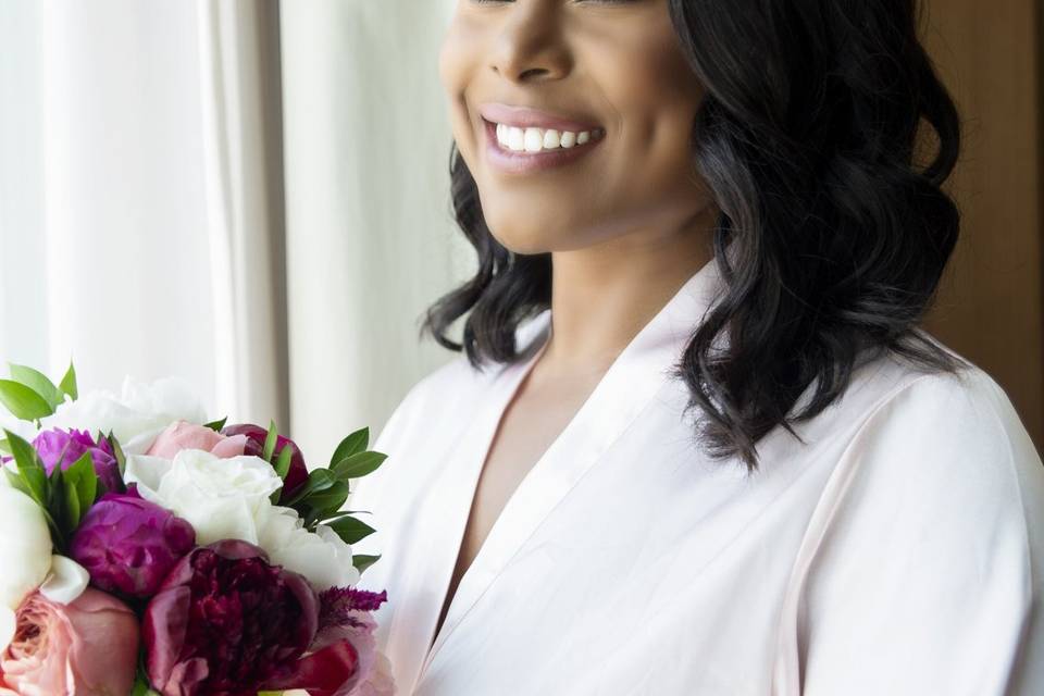 The moment before the bride puts on her wedding gown