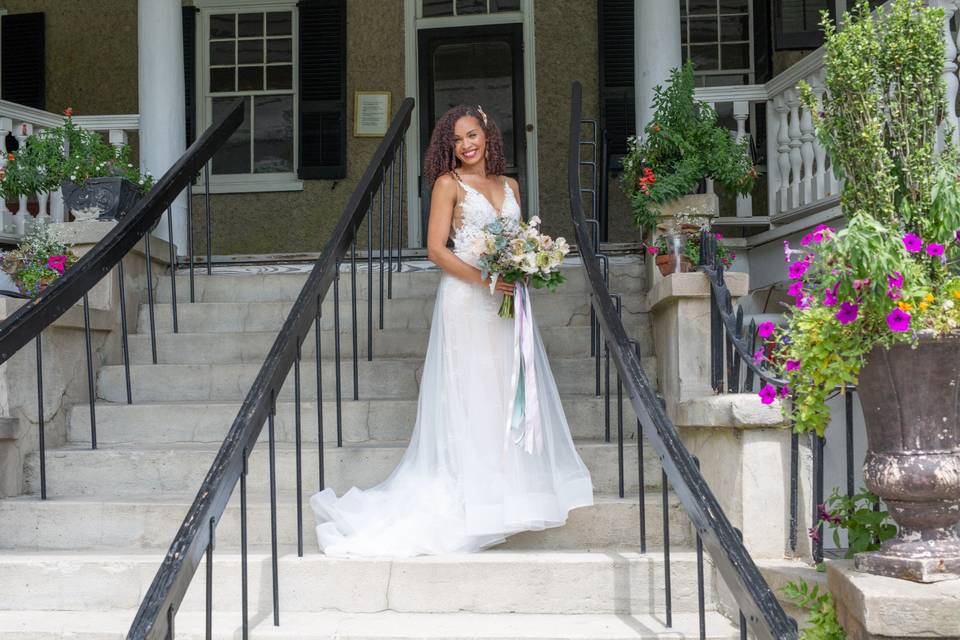 Bride on the steps