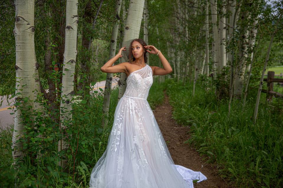 Bride in the trees