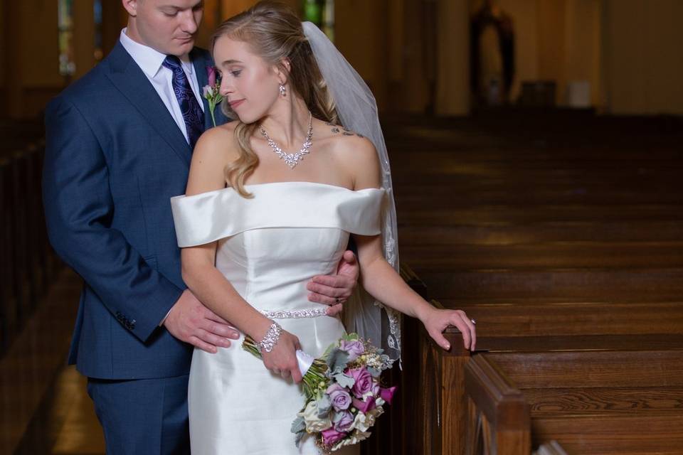 Posing at the church