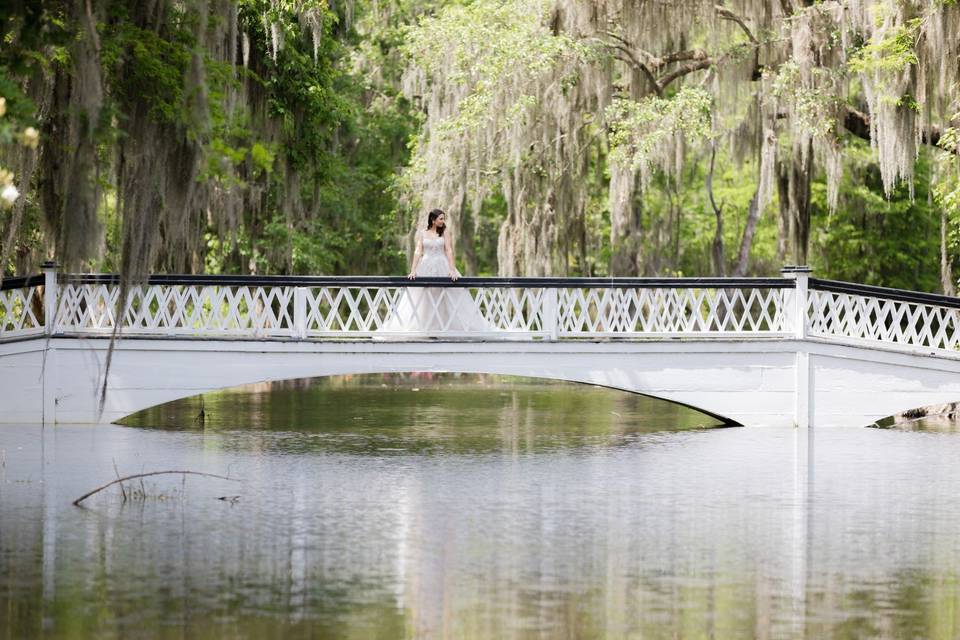 Bride on a bridge