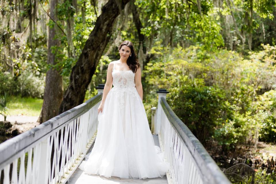 Bride on bridge