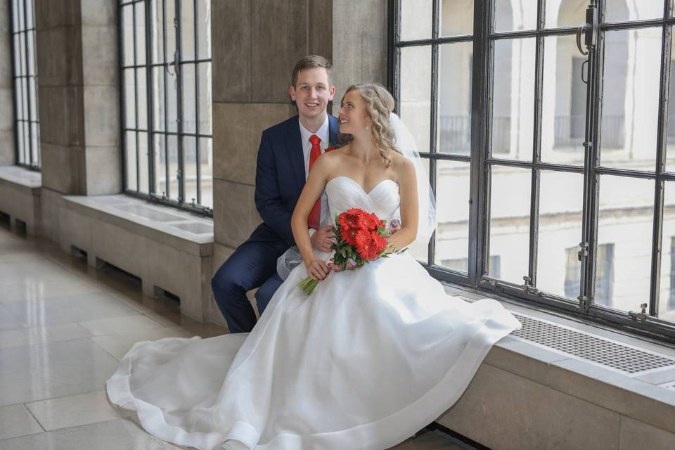 Bride and groom at Capitol