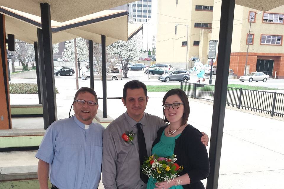 Wedding on the Plaza in front of the Tulsa County Courthouse.