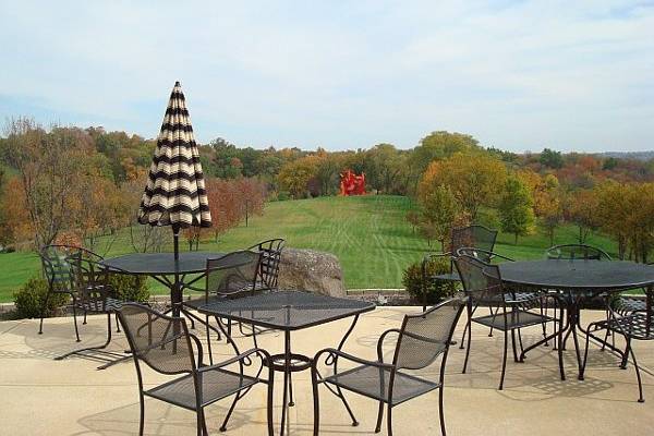 The beer garden located directly across the street from the pavilion.