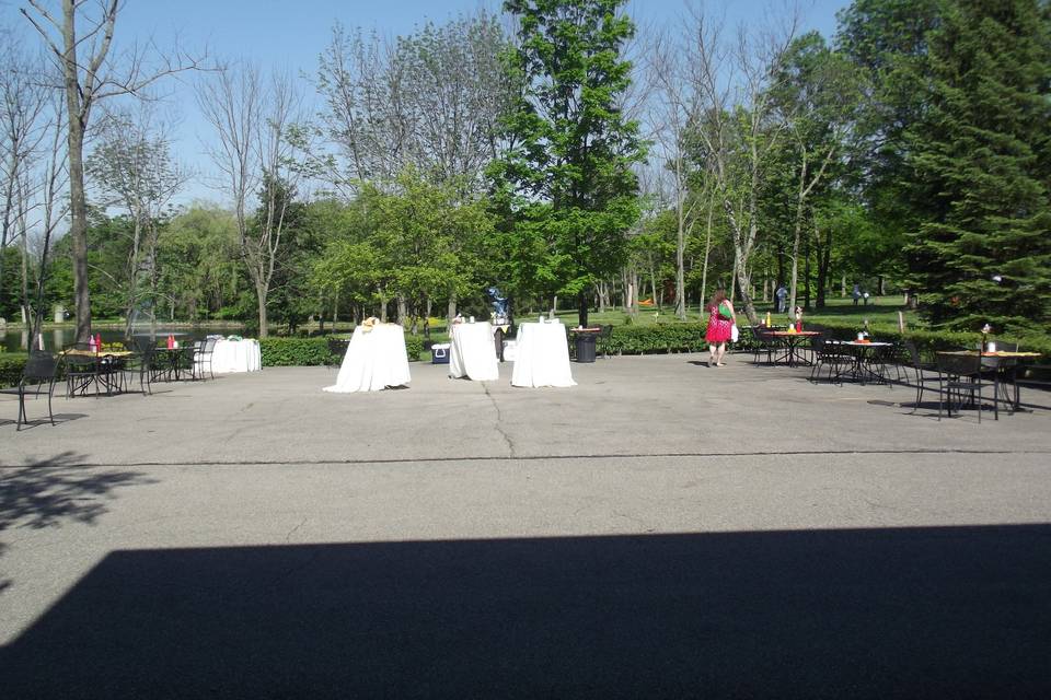 The beer garden located directly across the street from the pavilion.