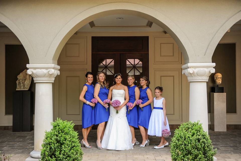 The bride with her bridesmaids