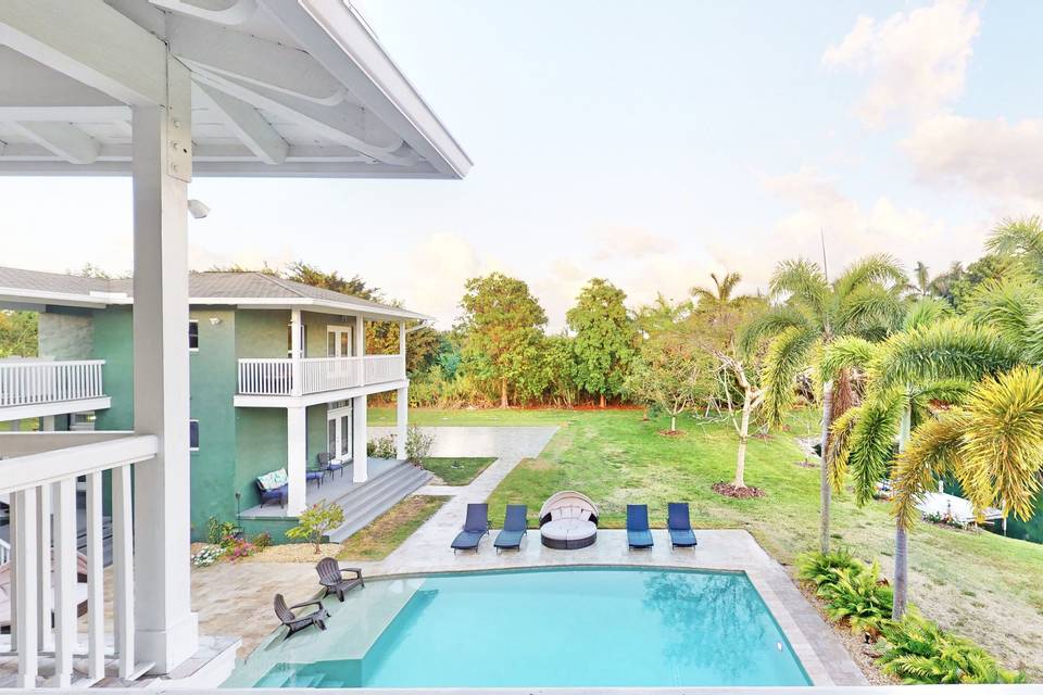 Pool and tiled patio