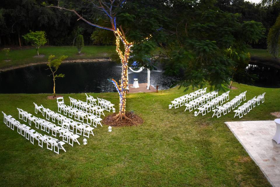 Ceremony space at dusk