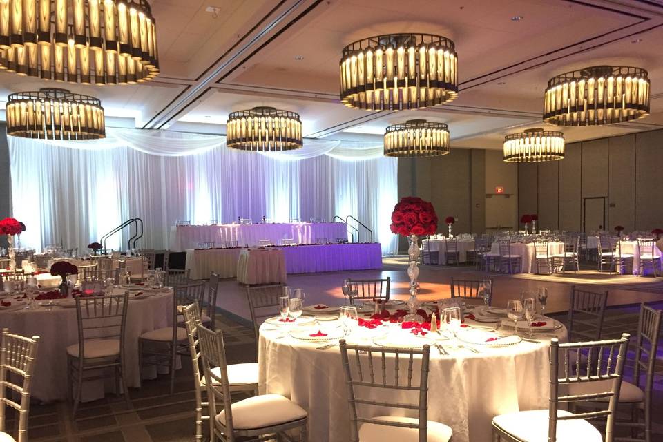 Table setup with floral centerpiece