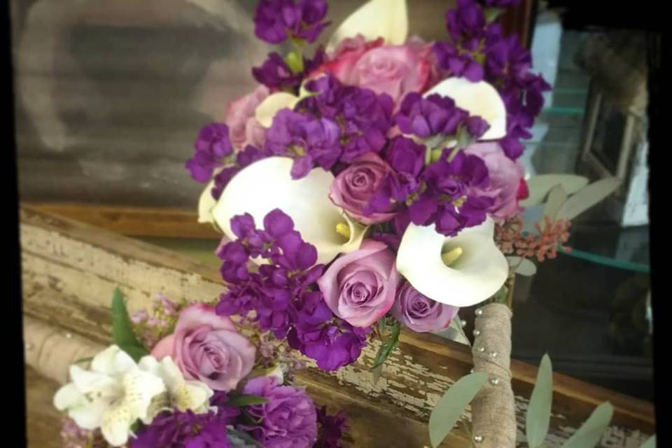 Burlap-wrapped purples