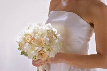 The bride holding her bouquet