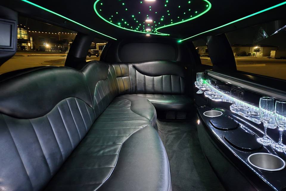 Black Lincoln limo interior