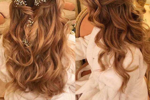 Loose curls with baby's breath