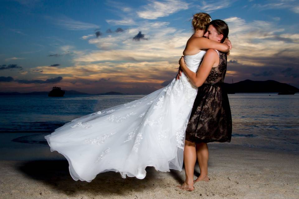 Bridesmaid Congratulates Bride