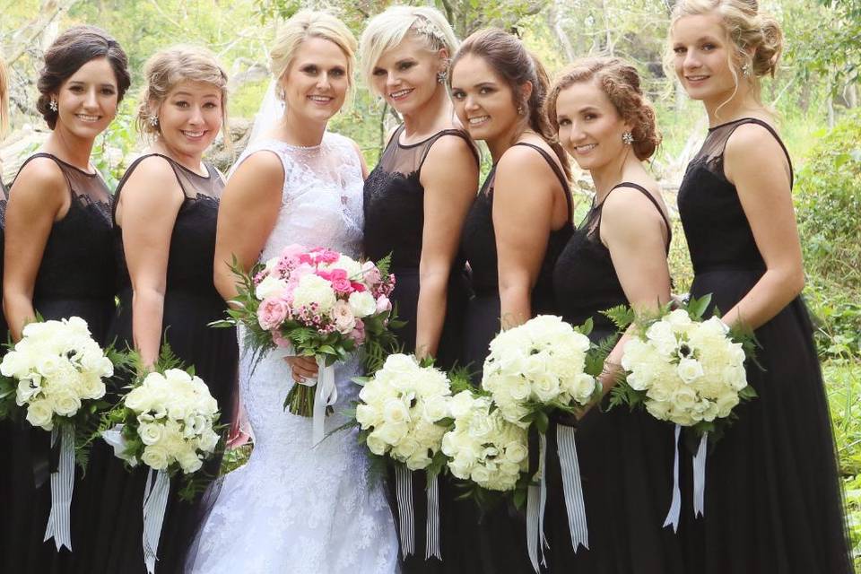 The bride with her bridesmaids