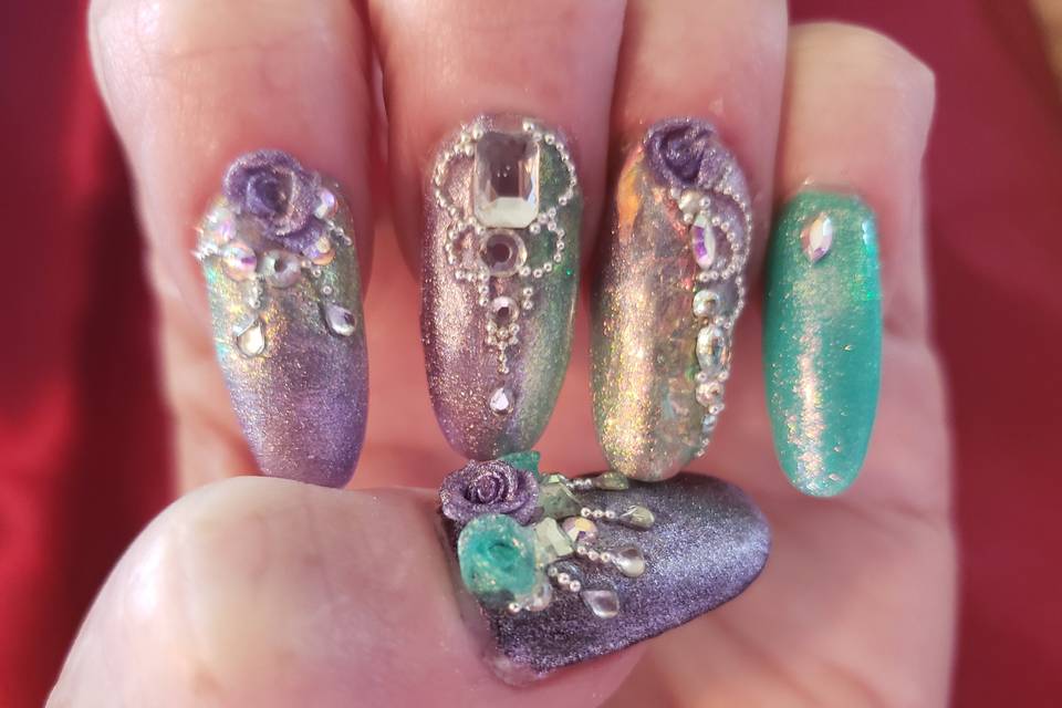 Purple Teal Ombré w/gems