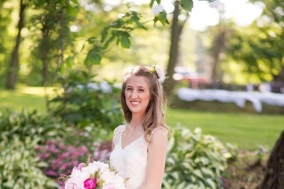 Original gown using new and heirloom lace and silk.