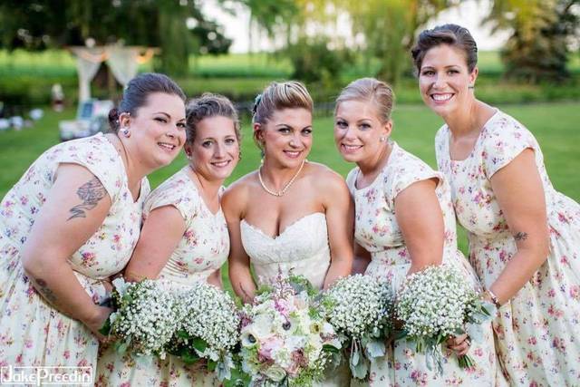 Bride with bridesmaids