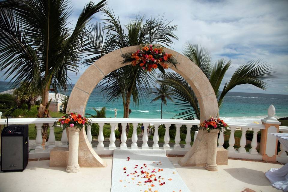 Wedding arch and flowers