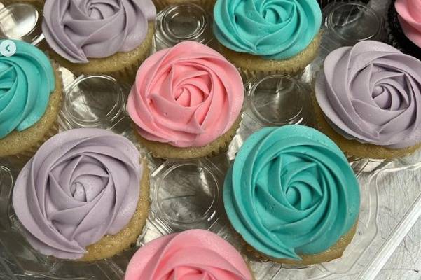 Pastel colored cupcakes