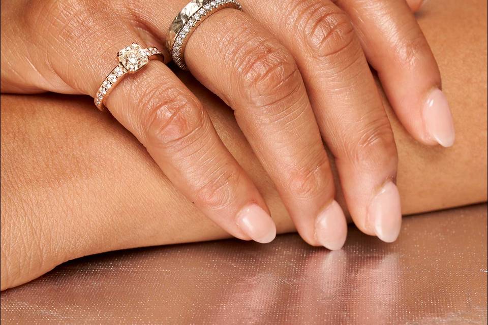 Engagement ring and bands