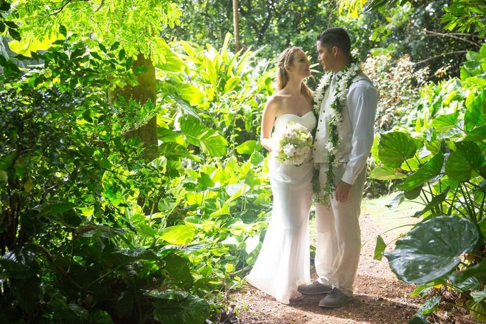 A wedding in a forest in Hawaii