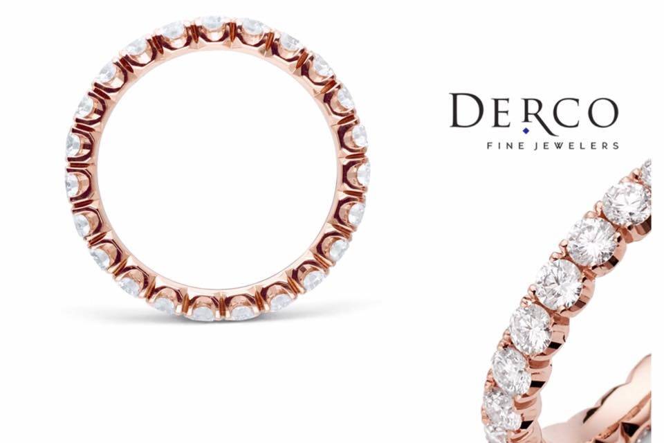 Derco's queen cut diamond rose gold band is inspired by the crown of the queen ??! Each angle of the queen basket has been faceted to absorb light and reflect back ??