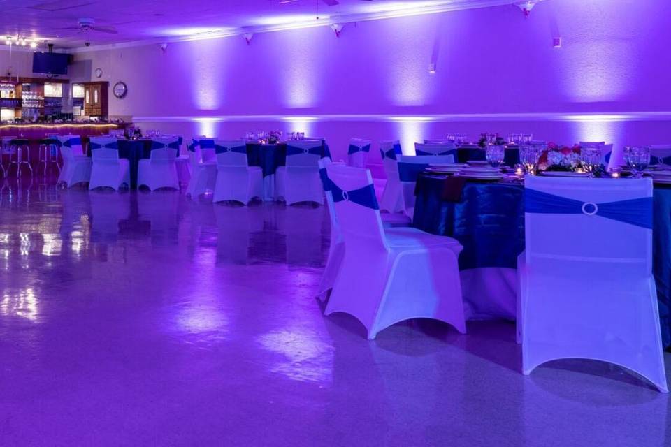 The banquet hall in purple