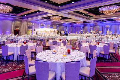 Wedding table setting with chandelier