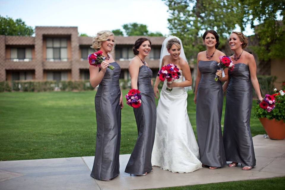 The bride with her bridesmaids